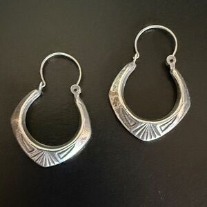 Vintage Handmade Silver Hoop Earrings with hammered detail